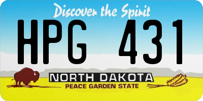 ND license plate HPG431
