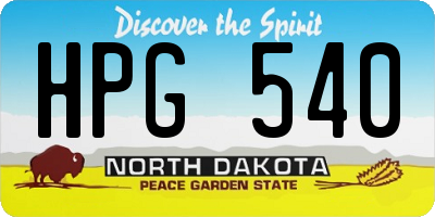 ND license plate HPG540
