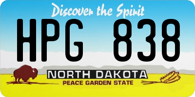 ND license plate HPG838