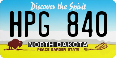 ND license plate HPG840