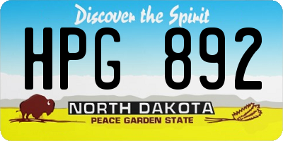 ND license plate HPG892