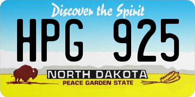 ND license plate HPG925