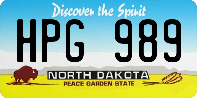 ND license plate HPG989