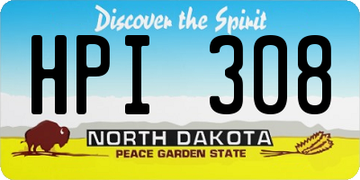 ND license plate HPI308