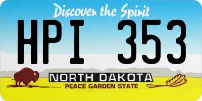 ND license plate HPI353