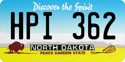 ND license plate HPI362