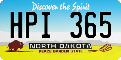ND license plate HPI365