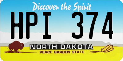 ND license plate HPI374