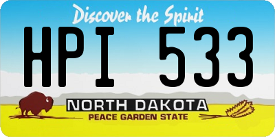 ND license plate HPI533