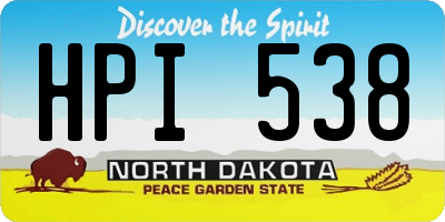 ND license plate HPI538