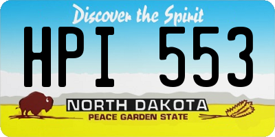 ND license plate HPI553