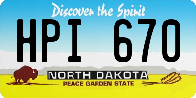 ND license plate HPI670