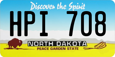 ND license plate HPI708