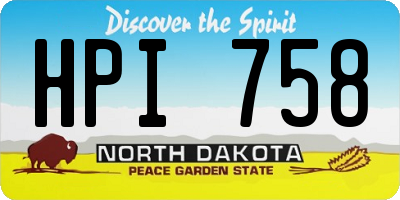 ND license plate HPI758