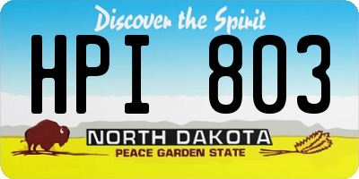 ND license plate HPI803