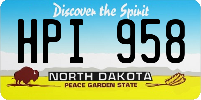 ND license plate HPI958