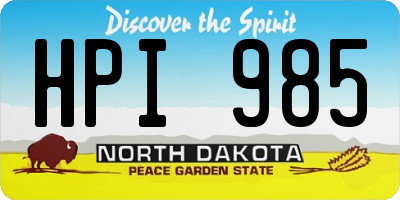 ND license plate HPI985