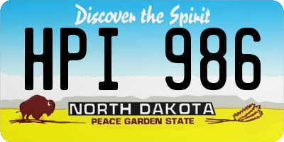 ND license plate HPI986