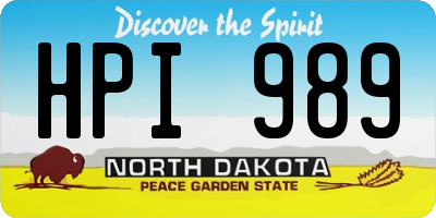ND license plate HPI989