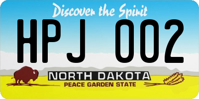 ND license plate HPJ002
