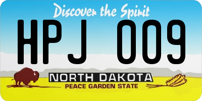 ND license plate HPJ009