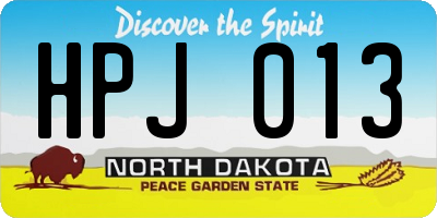 ND license plate HPJ013