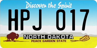 ND license plate HPJ017