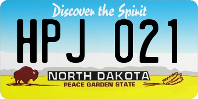 ND license plate HPJ021