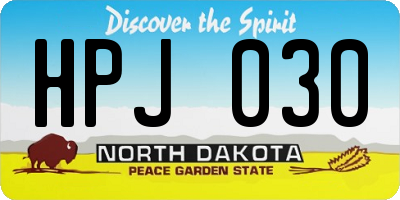 ND license plate HPJ030