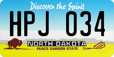 ND license plate HPJ034