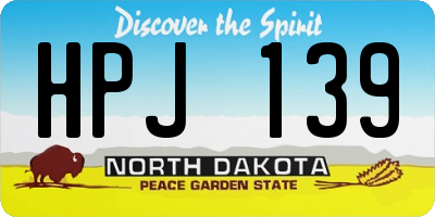 ND license plate HPJ139