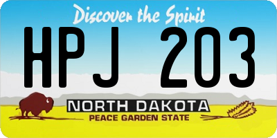 ND license plate HPJ203