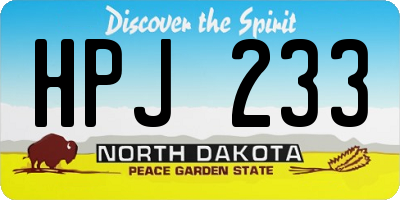 ND license plate HPJ233
