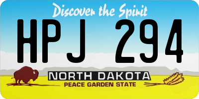 ND license plate HPJ294