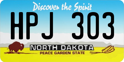 ND license plate HPJ303