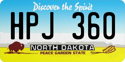 ND license plate HPJ360