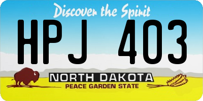 ND license plate HPJ403