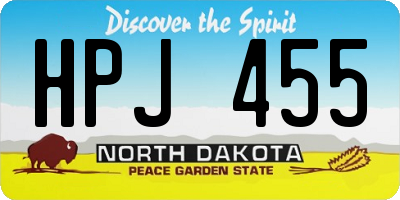 ND license plate HPJ455