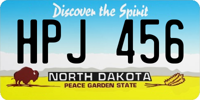 ND license plate HPJ456