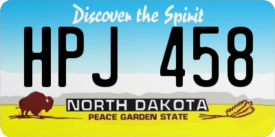 ND license plate HPJ458