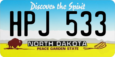 ND license plate HPJ533