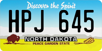 ND license plate HPJ645