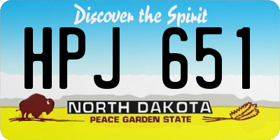 ND license plate HPJ651