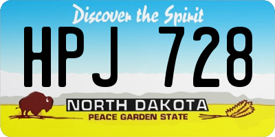 ND license plate HPJ728