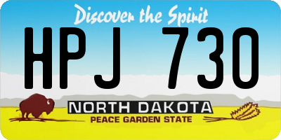 ND license plate HPJ730