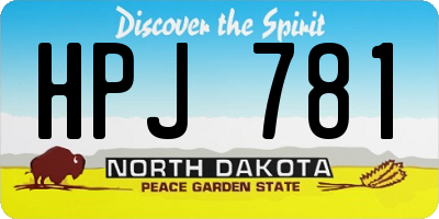 ND license plate HPJ781