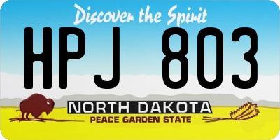 ND license plate HPJ803