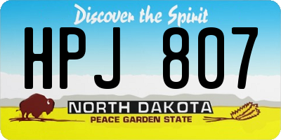 ND license plate HPJ807