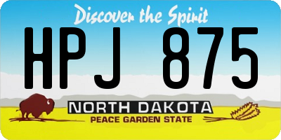 ND license plate HPJ875