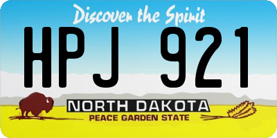 ND license plate HPJ921